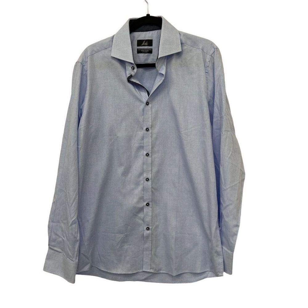Suitor Men's Dress Shirt‎ Size 41-16/34 Blue Fitted Long Sleeve  Button-Down